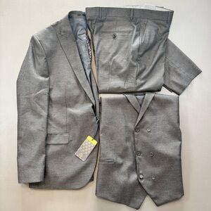 Daniel Jarmens 3 Piece Suit Gray Slim Fit Wool NWT Blazer 42R Vest Pants 38x34